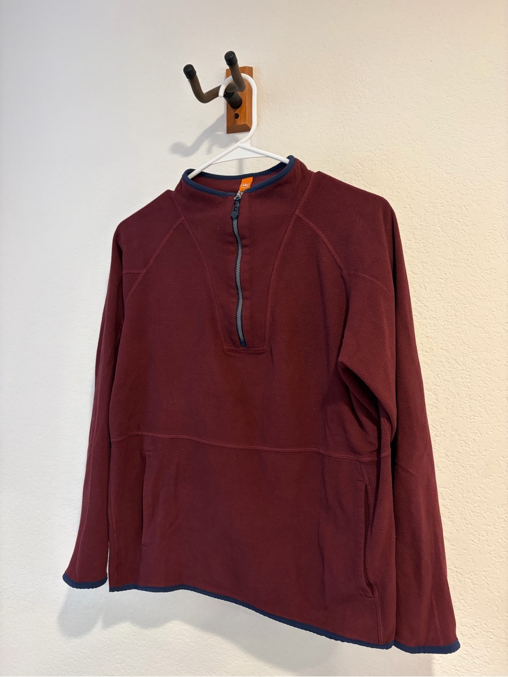Peter Millar Burgundy Quarter-Zip Fleece with Navy Trim